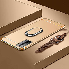 Huawei Mate 40 Lite 5G用ケース 高級感 手触り良い メタル兼プラスチック バンパー アンド指輪 A01 ファーウェイ ゴールド