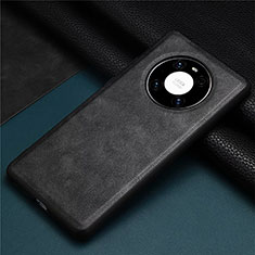 Huawei Mate 40 Pro用ケース 高級感 手触り良いレザー柄 R02 ファーウェイ ブラック