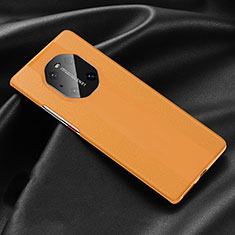 Huawei Mate 40 Pro用ケース 高級感 手触り良いレザー柄 R03 ファーウェイ オレンジ