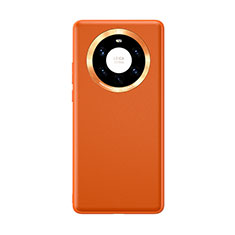 Huawei Mate 40 Pro+ Plus用ケース 高級感 手触り良いレザー柄 ファーウェイ オレンジ