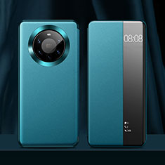 Huawei Mate 40 Pro+ Plus用手帳型 レザーケース スタンド カバー L12 ファーウェイ シアン