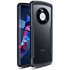 Huawei Mate 40 Pro+ Plus用ハイブリットバンパーケース クリア透明 プラスチック 鏡面 カバー ファーウェイ ブラック