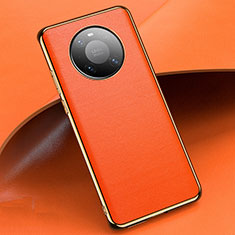 Huawei Mate 40E Pro 4G用ケース 高級感 手触り良いレザー柄 L02 ファーウェイ オレンジ