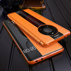 Huawei Mate 40E Pro 5G用手帳型 レザーケース スタンド カバー F05 ファーウェイ オレンジ