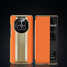 Huawei Mate 50E用手帳型 レザーケース スタンド カバー JB2 ファーウェイ オレンジ