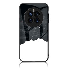 Huawei Mate 50E用ハイブリットバンパーケース プラスチック パターン 鏡面 カバー LS1 ファーウェイ ブラック