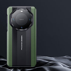 Huawei Mate 60用ケース 高級感 手触り良いレザー柄 S10 ファーウェイ グリーン