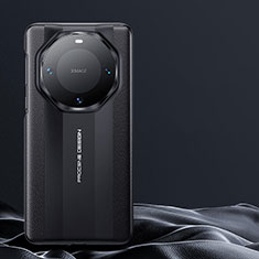 Huawei Mate 60用ケース 高級感 手触り良いレザー柄 S10 ファーウェイ ブラック