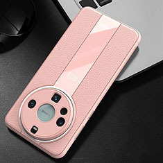 Huawei Mate 60用ケース 高級感 手触り良いレザー柄 S02 ファーウェイ ピンク