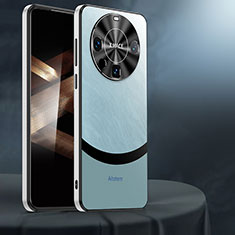 Huawei Mate 60用ケース 高級感 手触り良いレザー柄 AT4 ファーウェイ ブルー