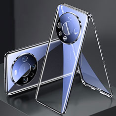 Huawei Mate 60用ケース 高級感 手触り良い アルミメタル 製の金属製 360度 フルカバーバンパー 鏡面 カバー P01 ファーウェイ ブラック