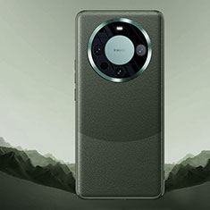 Huawei Mate 60 Pro用ケース 高級感 手触り良いレザー柄 QK5 ファーウェイ グリーン