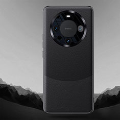 Huawei Mate 60 Pro用ケース 高級感 手触り良いレザー柄 QK5 ファーウェイ ブラック