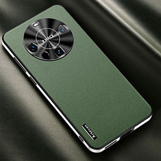 Huawei Mate 60 Pro用ケース 高級感 手触り良いレザー柄 AT2 ファーウェイ グリーン