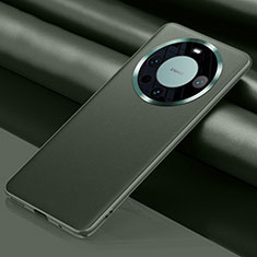 Huawei Mate 60 Pro用ケース 高級感 手触り良いレザー柄 QK4 ファーウェイ グリーン