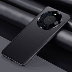 Huawei Mate 60 Pro用ケース 高級感 手触り良いレザー柄 QK4 ファーウェイ ブラック