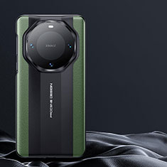 Huawei Mate 60 Pro用ケース 高級感 手触り良いレザー柄 S10 ファーウェイ グリーン