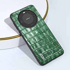 Huawei Mate 60 Pro用ケース 高級感 手触り良いレザー柄 BH5 ファーウェイ グリーン