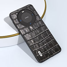 Huawei Mate 60 Pro用ケース 高級感 手触り良いレザー柄 BH5 ファーウェイ ブラック