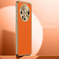 Huawei Mate 60 Pro用ケース 高級感 手触り良いレザー柄 QK1 ファーウェイ オレンジ