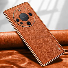 Huawei Mate 60 Pro用ケース 高級感 手触り良いレザー柄 LD3 ファーウェイ オレンジ