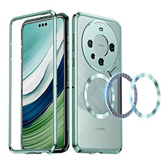 Huawei Mate 60 Pro用ケース 高級感 手触り良い メタル兼プラスチック バンパー Mag-Safe 磁気 Magnetic LK2 ファーウェイ グリーン
