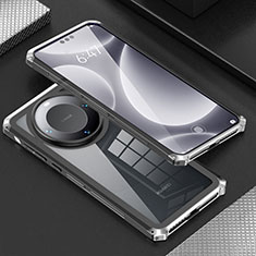 Huawei Mate 60 Pro用360度 フルカバー ケース 高級感 手触り良い アルミメタル 製の金属製 P01 ファーウェイ シルバー・ブラック