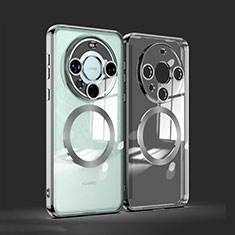 Huawei Mate 60 Pro用極薄ソフトケース シリコンケース 耐衝撃 全面保護 クリア透明 カバー Mag-Safe 磁気 Magnetic P01 ファーウェイ ブラック