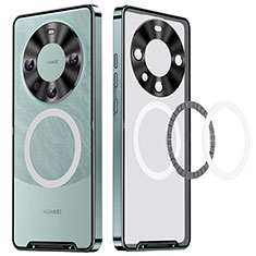 Huawei Mate 60 Pro用ケース 高級感 手触り良い メタル兼プラスチック バンパー Mag-Safe 磁気 Magnetic LK1 ファーウェイ グリーン