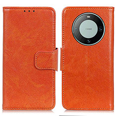 Huawei Mate 60 Pro+ Plus用手帳型 レザーケース スタンド カバー N05P ファーウェイ オレンジ