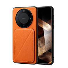 Huawei Mate 60 Pro+ Plus用ケース 高級感 手触り良いレザー柄 MT3 ファーウェイ オレンジ