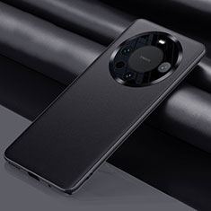 Huawei Mate 60 Pro+ Plus用ケース 高級感 手触り良いレザー柄 QK4 ファーウェイ ブラック