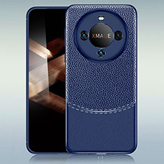 Huawei Mate 60 Pro+ Plus用シリコンケース ソフトタッチラバー レザー柄 カバー WL1 ファーウェイ ネイビー