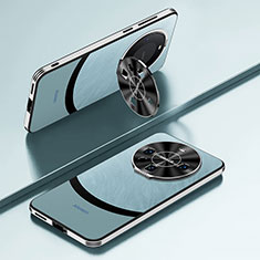 Huawei Mate 60 Pro+ Plus用ケース 高級感 手触り良いレザー柄 AT5 ファーウェイ ブルー