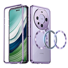 Huawei Mate 60 Pro+ Plus用ケース 高級感 手触り良い メタル兼プラスチック バンパー Mag-Safe 磁気 Magnetic LK2 ファーウェイ パープル