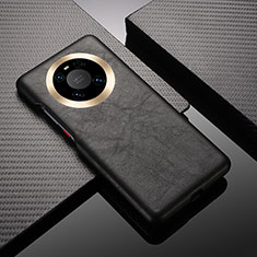 Huawei Mate 60 Pro+ Plus用ケース 高級感 手触り良いレザー柄 ST1 ファーウェイ ブラック