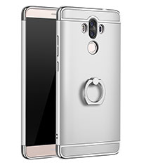 Huawei Mate 9用ケース 高級感 手触り良い メタル兼プラスチック バンパー アンド指輪 A01 ファーウェイ シルバー