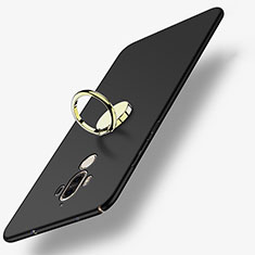 Huawei Mate 9用ハードケース プラスチック 質感もマット アンド指輪 A03 ファーウェイ ブラック
