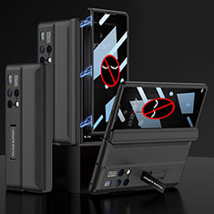 Huawei Mate X2用ハードケース プラスチック 質感もマット カバー スタンド AC3 ファーウェイ ブラック