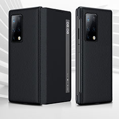 Huawei Mate X2用手帳型 レザーケース スタンド カバー QK2 ファーウェイ ブラック