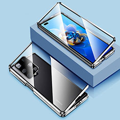 Huawei Mate X2用ケース 高級感 手触り良い アルミメタル 製の金属製 360度 フルカバーバンパー 鏡面 カバー ファーウェイ シルバー