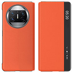 Huawei Mate X3用手帳型 レザーケース スタンド カバー ZL2 ファーウェイ オレンジ