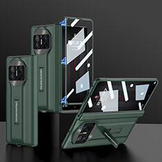 Huawei Mate X3用ハイブリットバンパーケース 高級感 手触り良いレザー柄 兼プラスチック B11H ファーウェイ グリーン