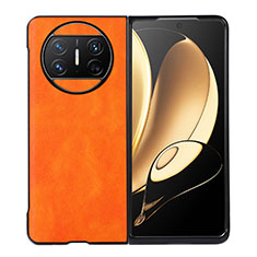 Huawei Mate X3用ハイブリットバンパーケース 高級感 手触り良いレザー柄 兼プラスチック BH3 ファーウェイ オレンジ