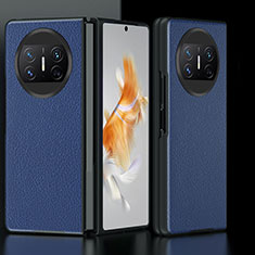 Huawei Mate X3用ハイブリットバンパーケース 高級感 手触り良いレザー柄 兼プラスチック BH5 ファーウェイ ネイビー