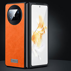 Huawei Mate X3用ハイブリットバンパーケース 高級感 手触り良いレザー柄 兼プラスチック SD1 ファーウェイ オレンジ
