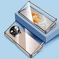 Huawei Mate X3用ケース 高級感 手触り良い アルミメタル 製の金属製 360度 フルカバーバンパー 鏡面 カバー P01 ファーウェイ ゴールド