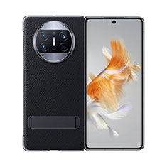Huawei Mate X3用ハイブリットバンパーケース 高級感 手触り良いレザー柄 兼プラスチック GS1 ファーウェイ ブラック