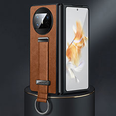 Huawei Mate X3用ハイブリットバンパーケース 高級感 手触り良いレザー柄 兼プラスチック SD3 ファーウェイ ブラウン