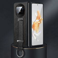 Huawei Mate X3用ハイブリットバンパーケース 高級感 手触り良いレザー柄 兼プラスチック SD3 ファーウェイ ブラック